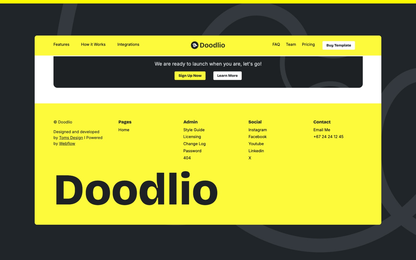 Doodlio - Start -Landing -Page -Vorlage - Erhältlich auf Webflow & Framer -Plattformen heute! Medien 4