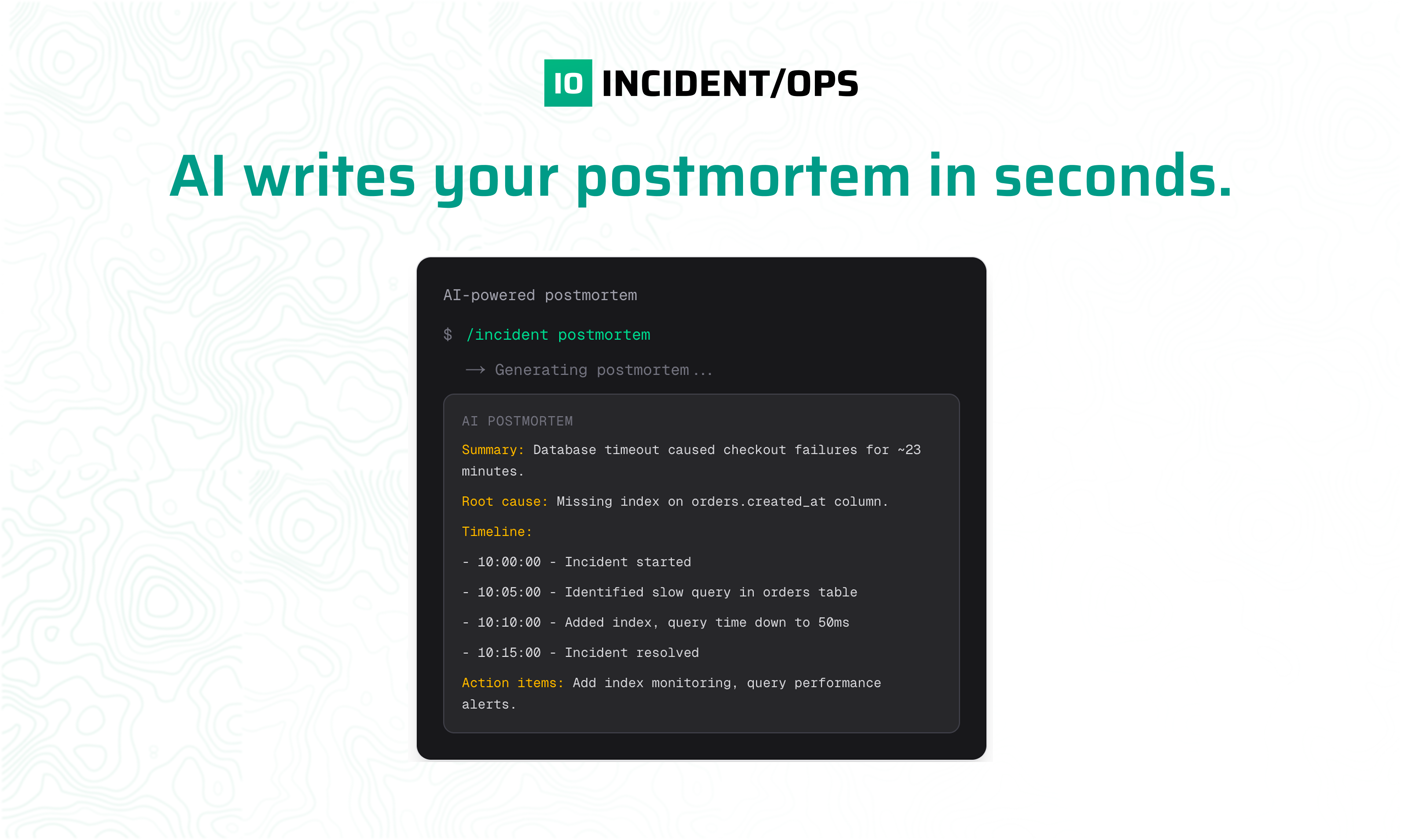 Incident/Ops - Screenshot 3 showing product features and functionality