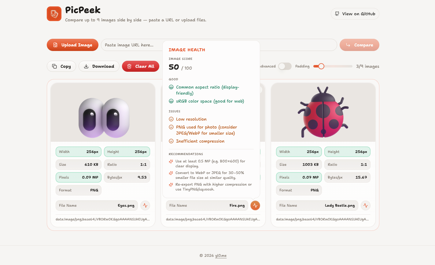 PicPeek — image comparison tool gallery image