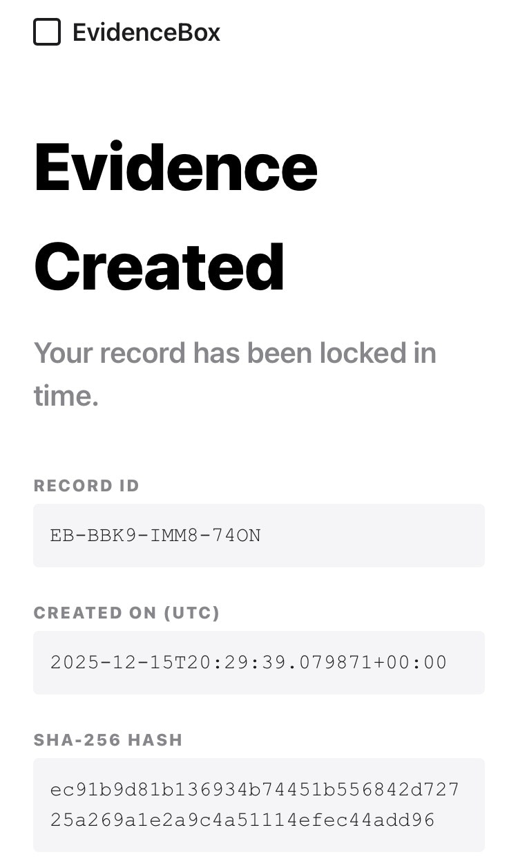 EvidenceBox - Screenshot 3 showing product features and functionality