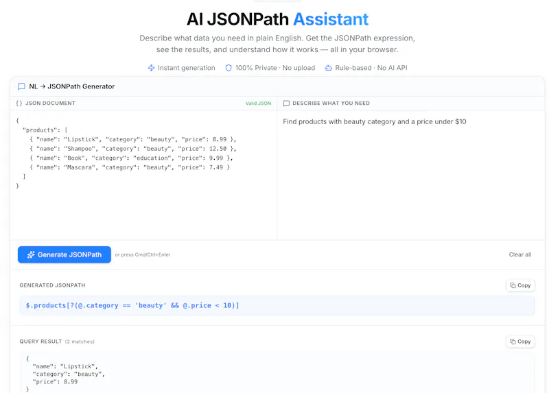 JSONPath Assistant screenshot 2
