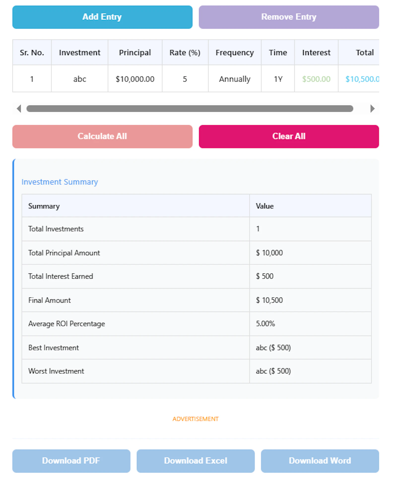 Compound Interest Calculator (Excel/PDF) screenshot 4