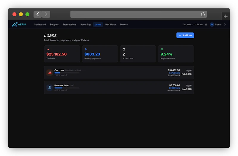 Aeris Finance screenshot 3
