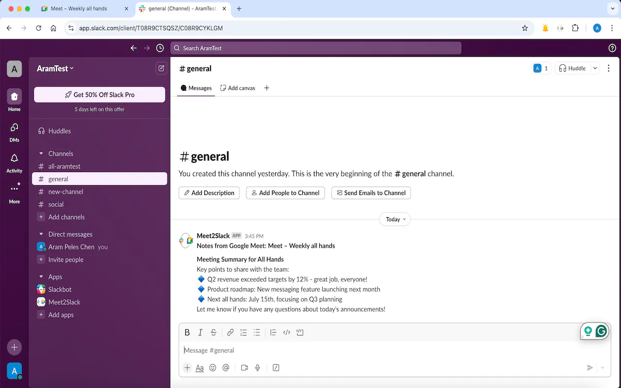 Google Meet to Slack gallery image