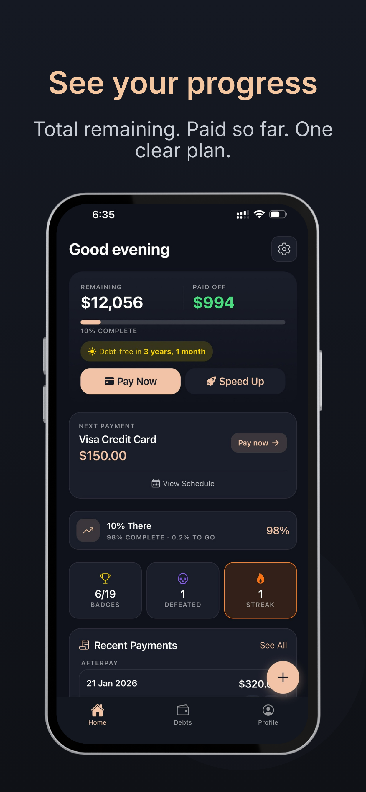 RAYN: Calm Debt Tracker - Screenshot 2 showing product features and functionality