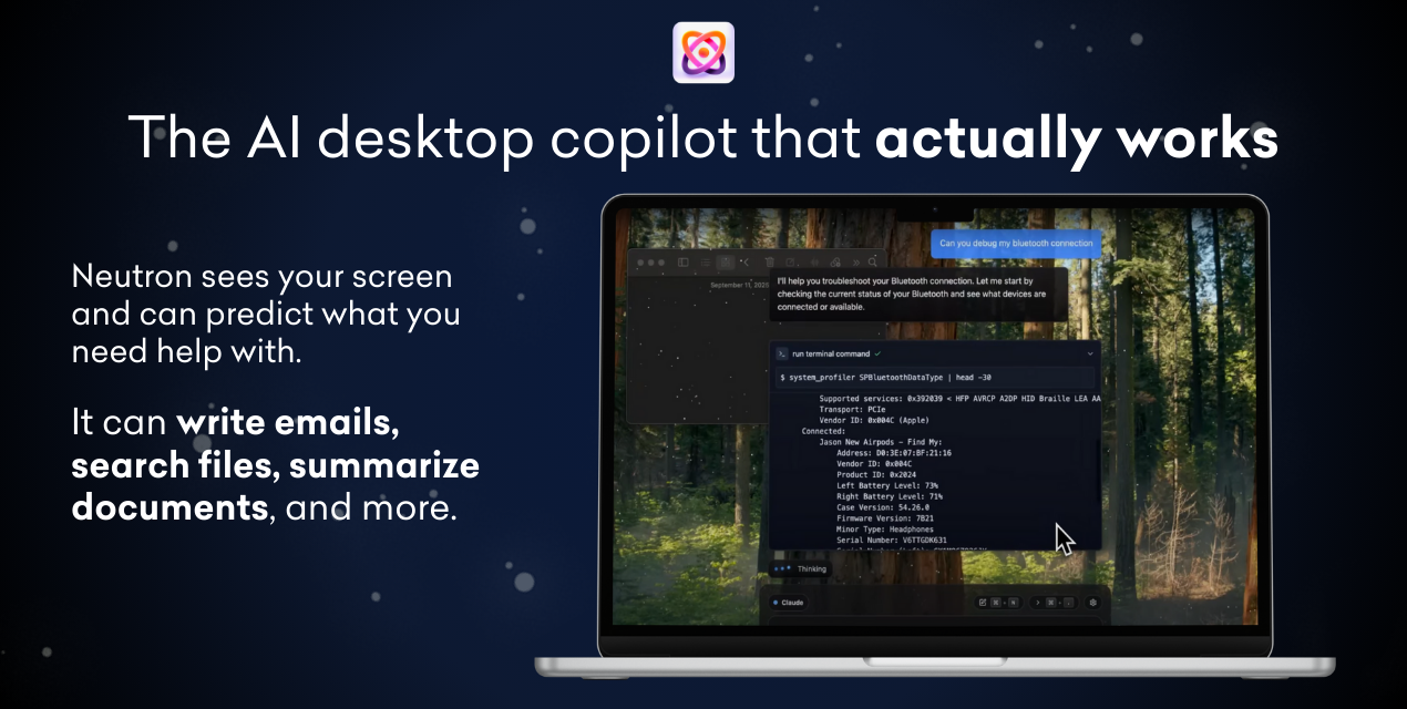 Neutrone - AI desktop proattivo che aiuta prima di chiedere media 2