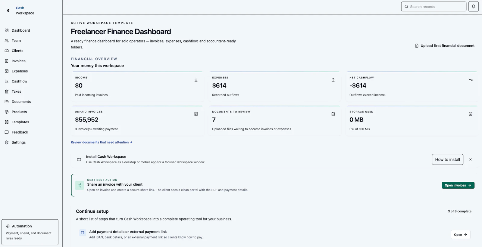 Cash Workspace screenshot 3