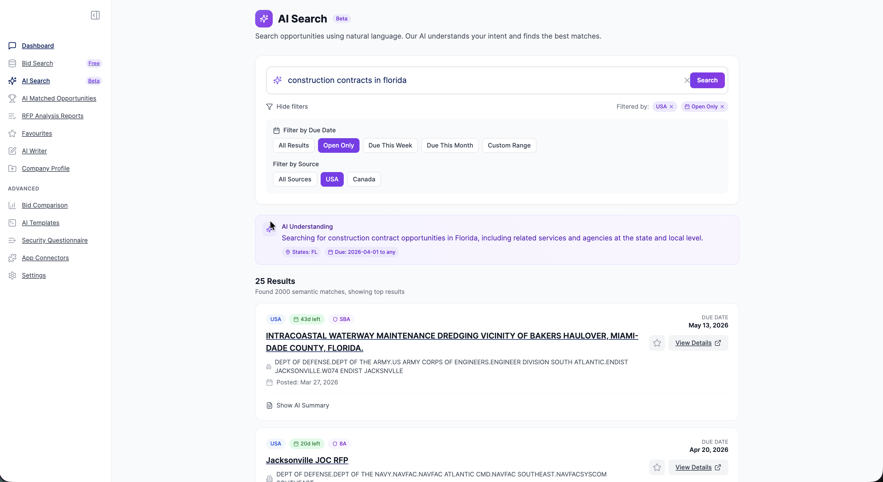 Narwin.AI Gov Bid & Tender Matching Tool gallery image
