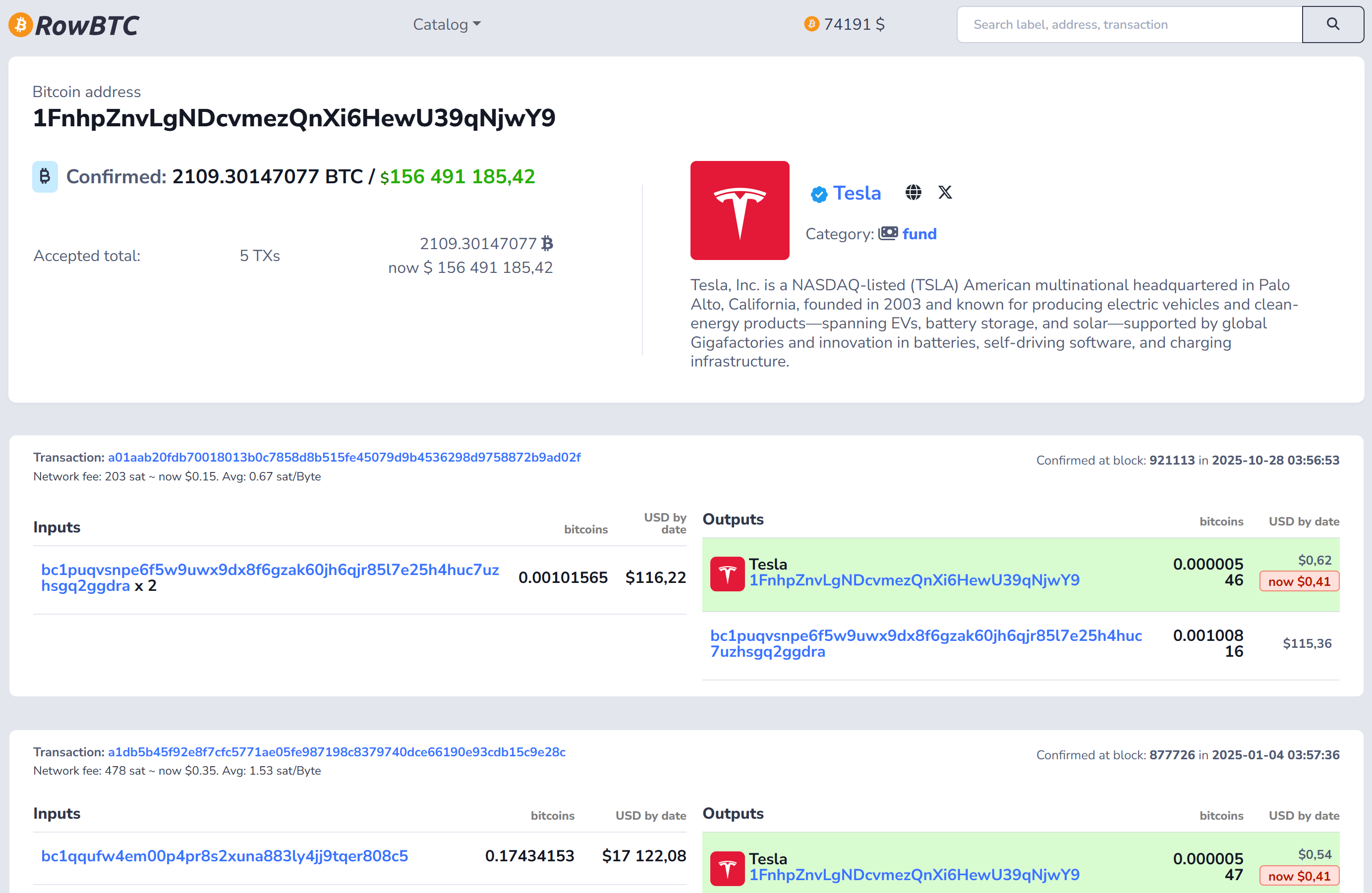 RowBTC – open analytics Bitcoin explorer gallery image