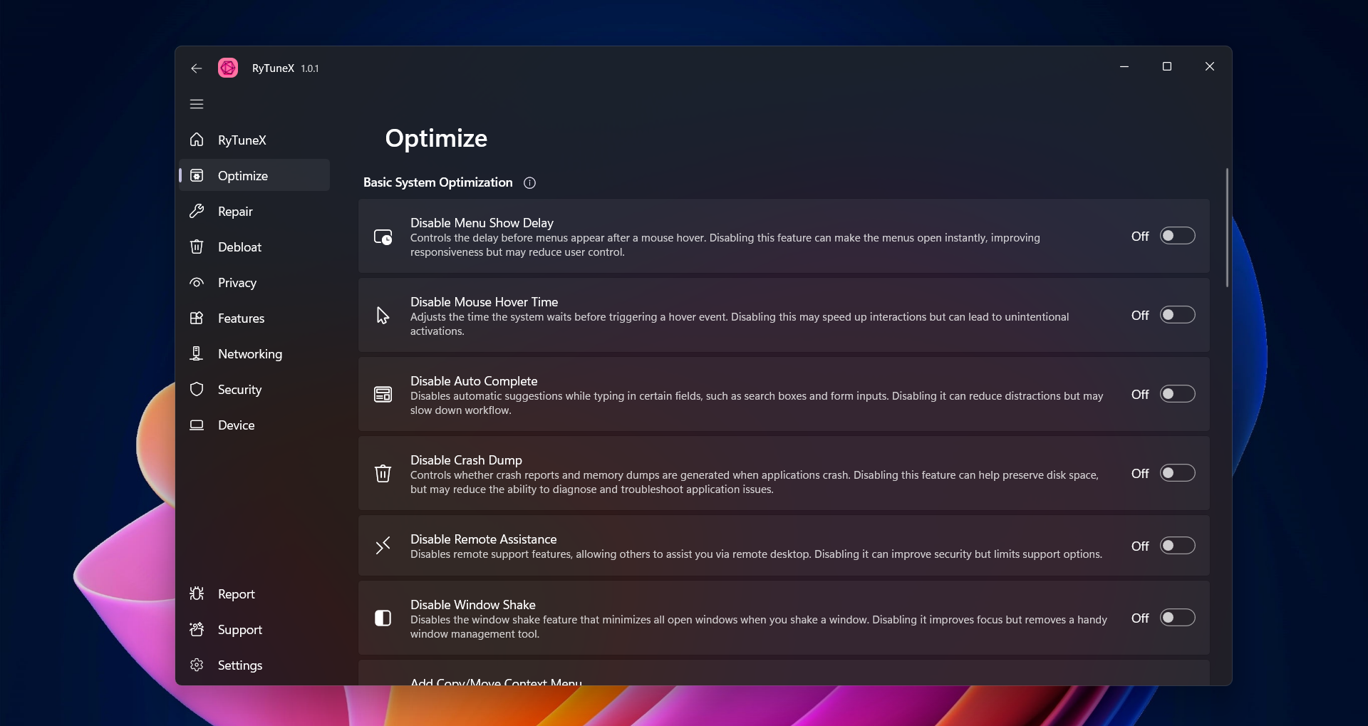 وسائط Rytunex - Windows 10 و 11 Optimizer |تعزيز الأداء والخصوصية 6