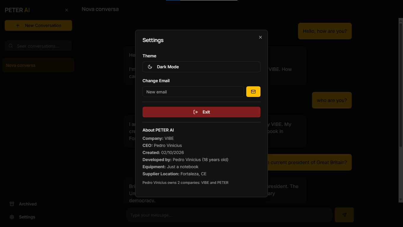 PETER AI - Screenshot 2 showing product features and functionality