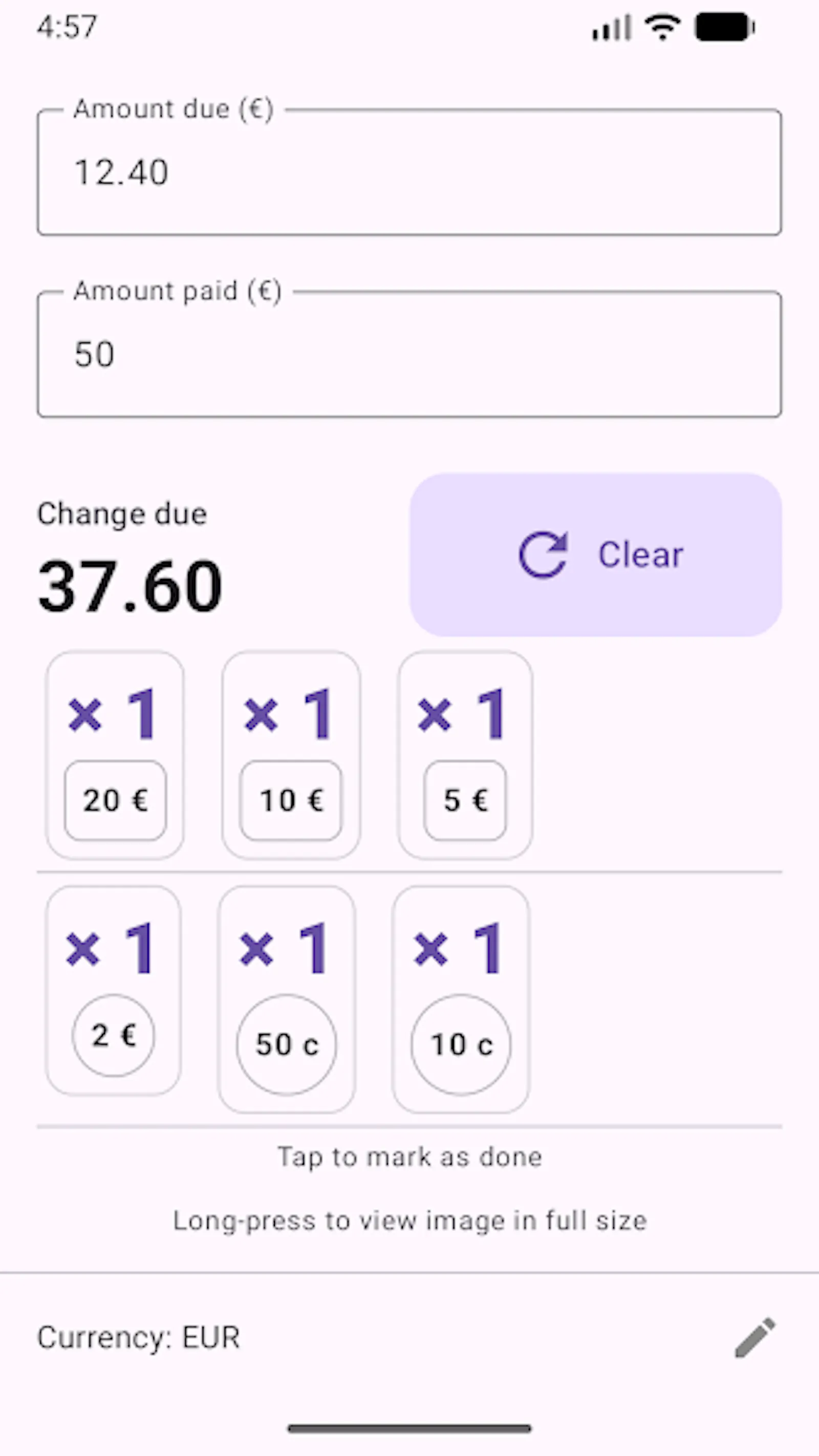 Change Calculator screenshot 3