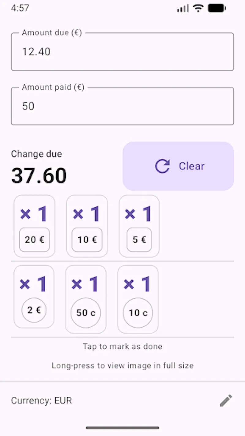 Change Calculator screenshot 3