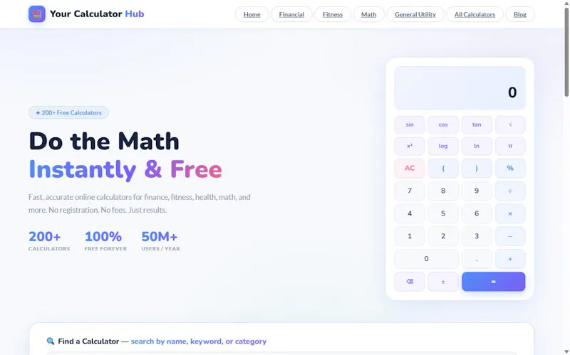 Your Calculator Hub – Free Calculators screenshot 1