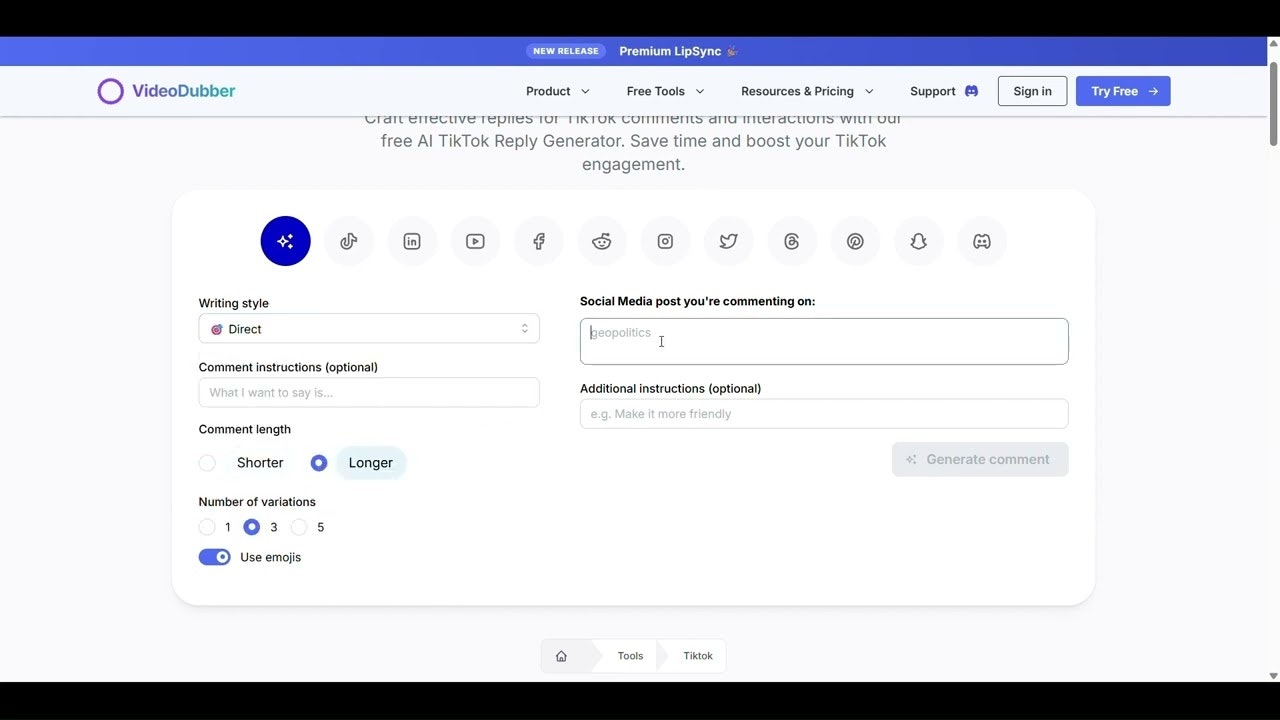 TikTok Reply Generator gallery image