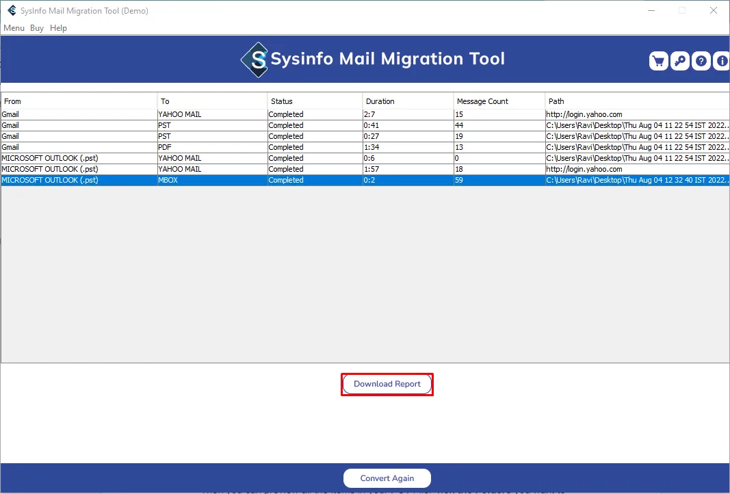 Herramienta de migración de correo de Sysinfo media 5