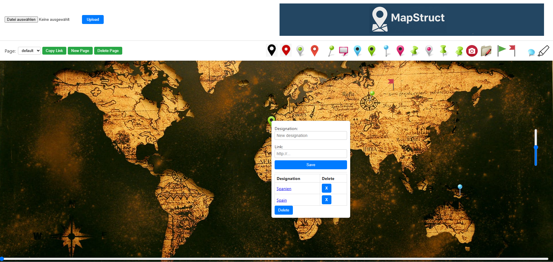 Mapstruktur - Selbst gehosteter interaktiver Kartenbauer mit draggablen Markierungen Medien 1