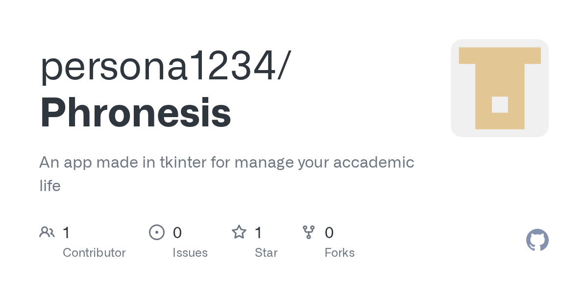 Mídia 1 de Phronesis - Um aplicativo feito em Tknter para gerenciar sua vida acadêmica