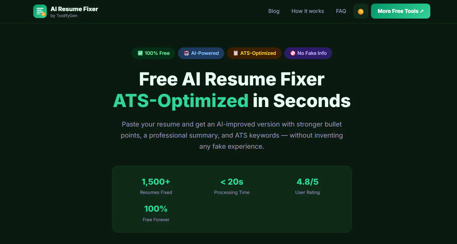 AI Resume Fixer by ToolifyGen product banner