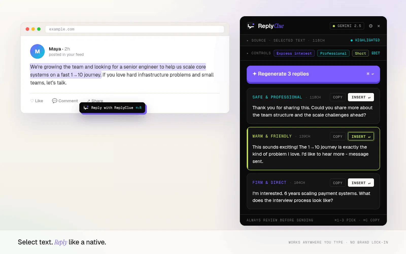 ReplyClue screenshot 2