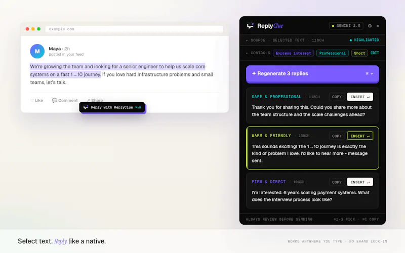 ReplyClue screenshot 2