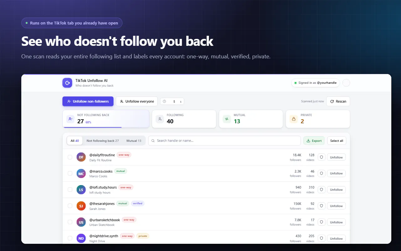 TikTok Unfollow AI screenshot 4