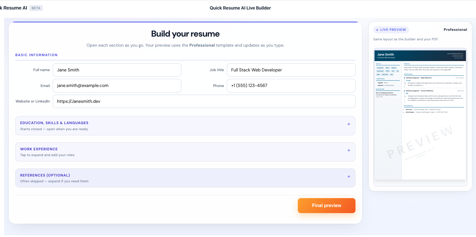 QuickResumeAi gallery image