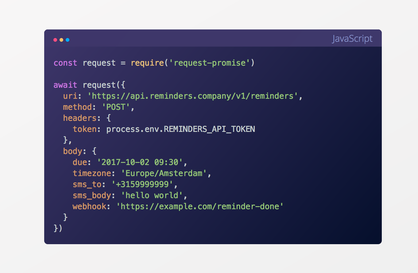 Reminders API gallery image