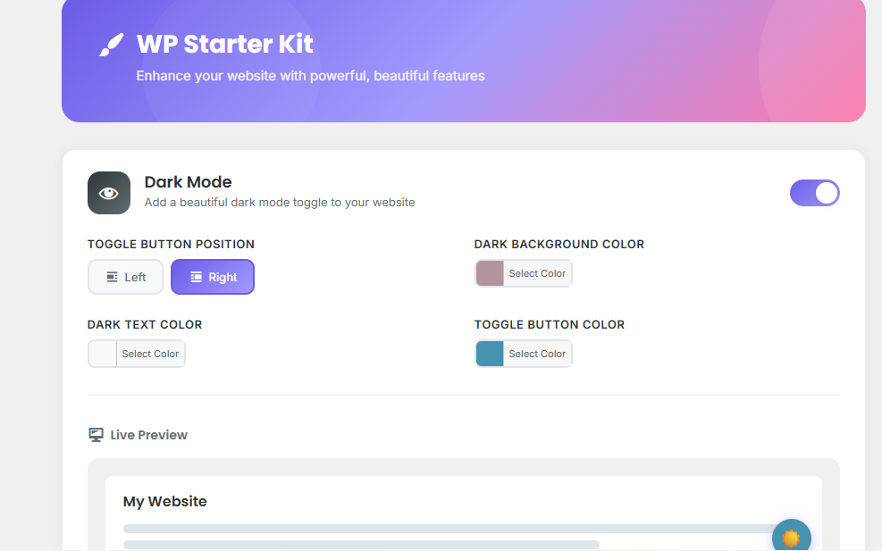 Wordpress Starter Kit Plugin - Screenshot 3 showing product features and functionality