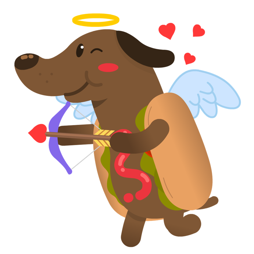 Cupid Wiener Dog Stickers
