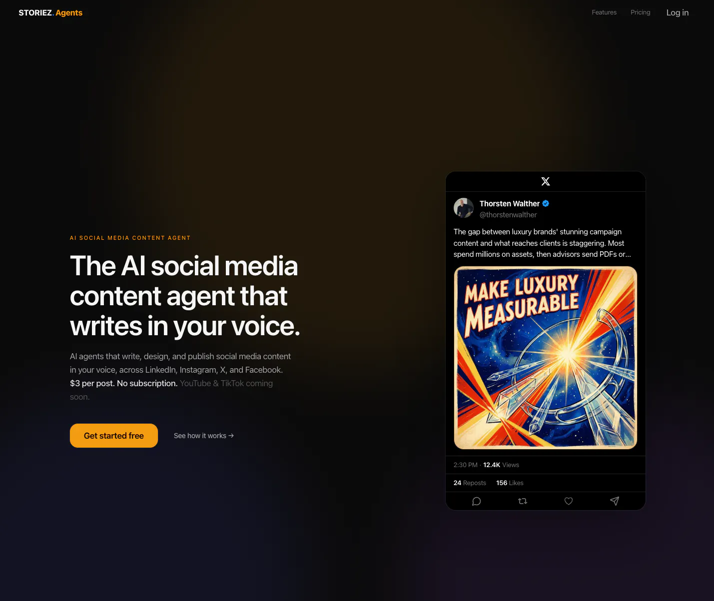 Storiez Agents 제품 배너