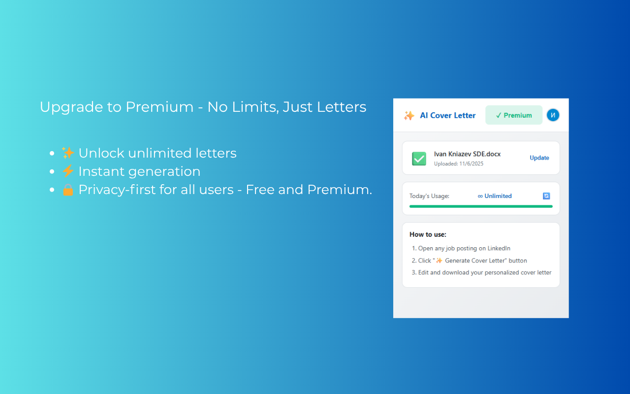 AI Cover Letter for LinkedIn - Screenshot 5 preview