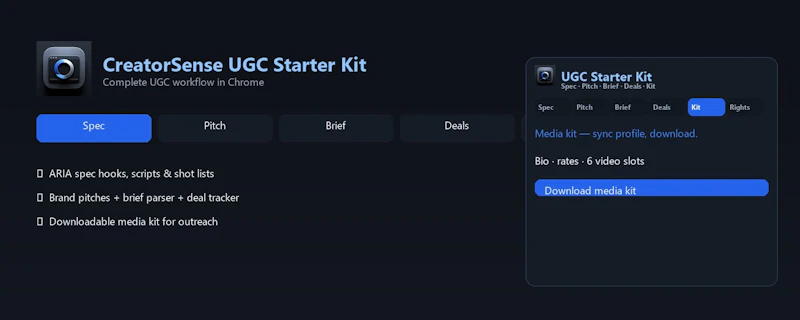 CreatorSense UGC Starter Kit screenshot 1