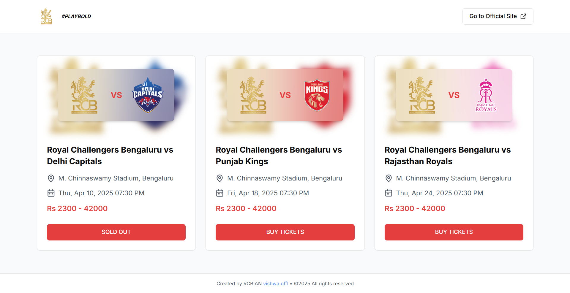 RCB Maç Bilet Bildiricisi - Royal Challengers Bengaluru medya 1
