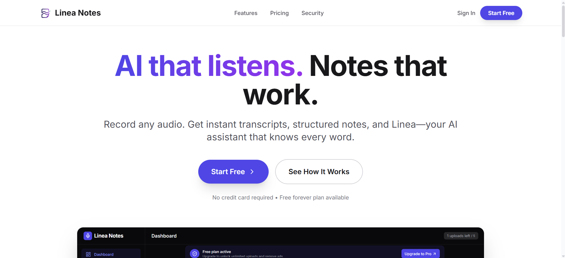 Linea Notes - Main product screenshot demonstrating key features and user interface