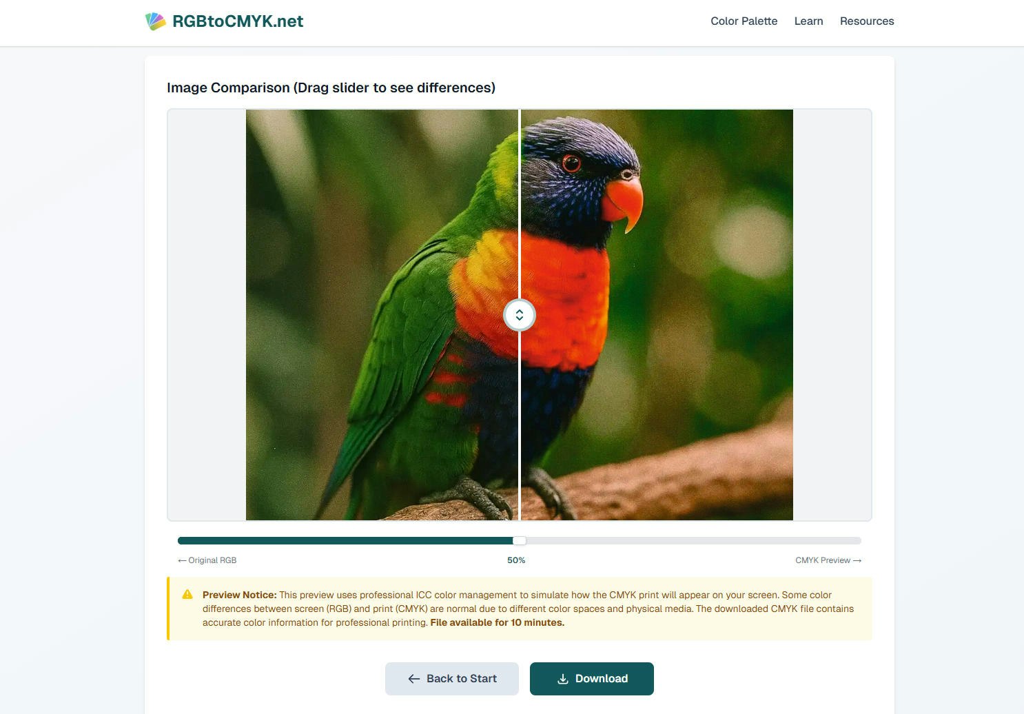 RGB to CMYK Converter - Screenshot 2 showing product features and functionality