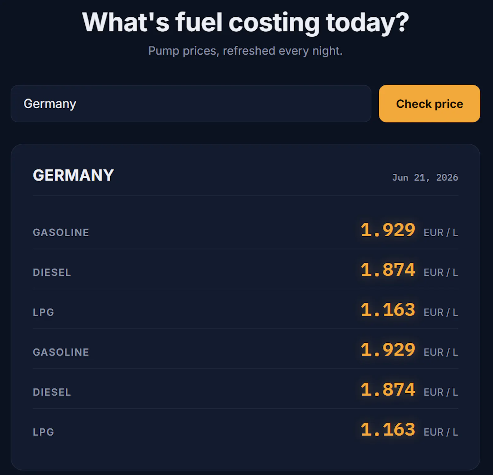 Global Fuel Watch screenshot 2