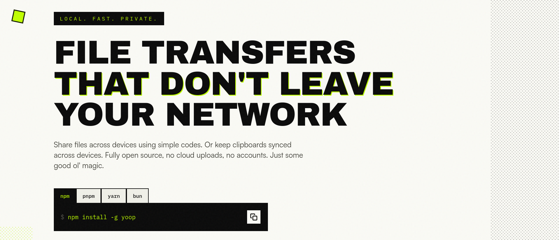 Yoop - Main product screenshot demonstrating key features and user interface