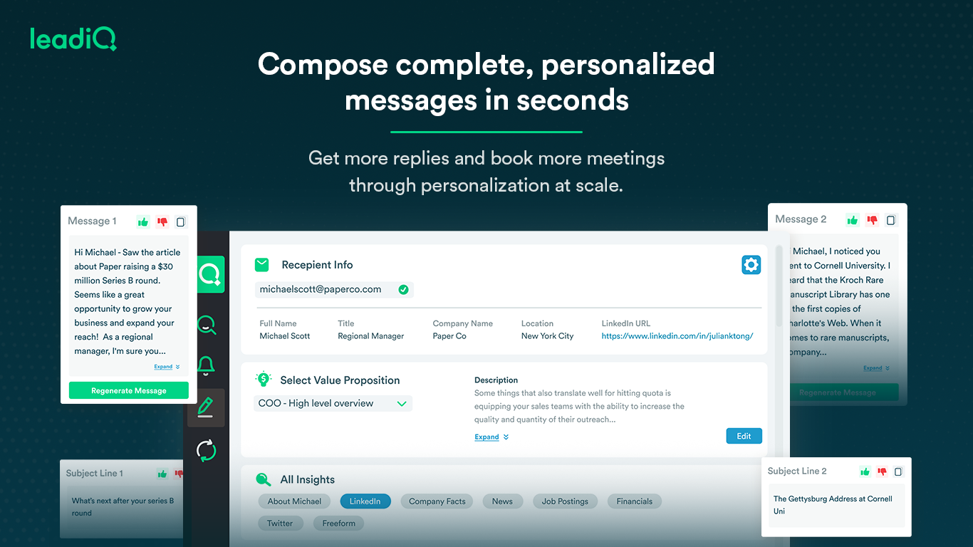 Leadiq -schrijver - Genereer gepersonaliseerde verkoop -e -mails in seconden media 2
