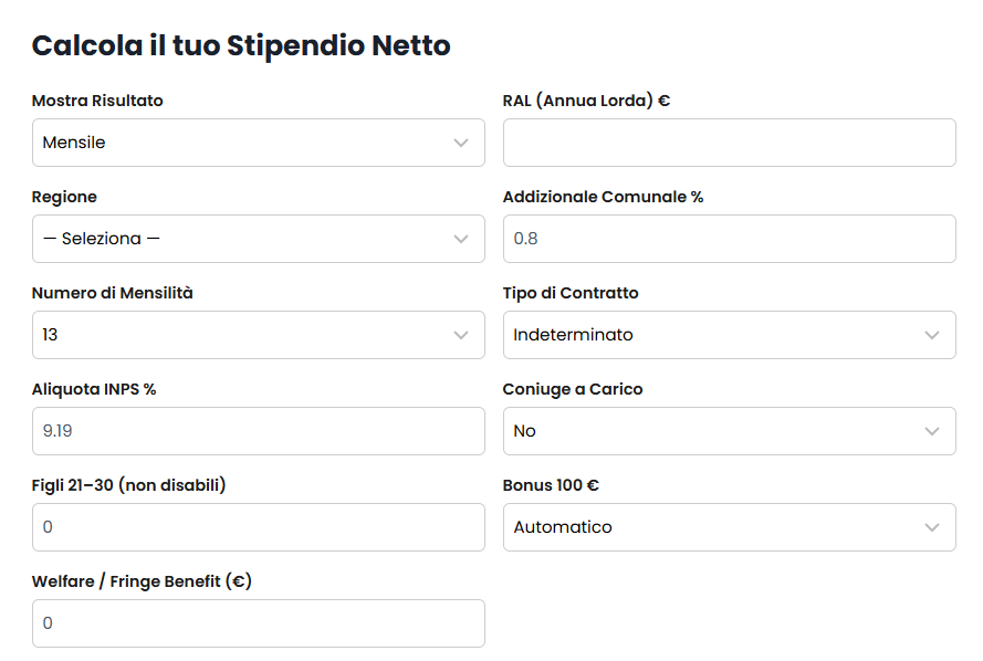 Calcolatore Stipendio Netto gallery image
