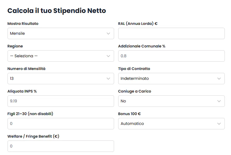 Calcolatore Stipendio Netto 제품 배너