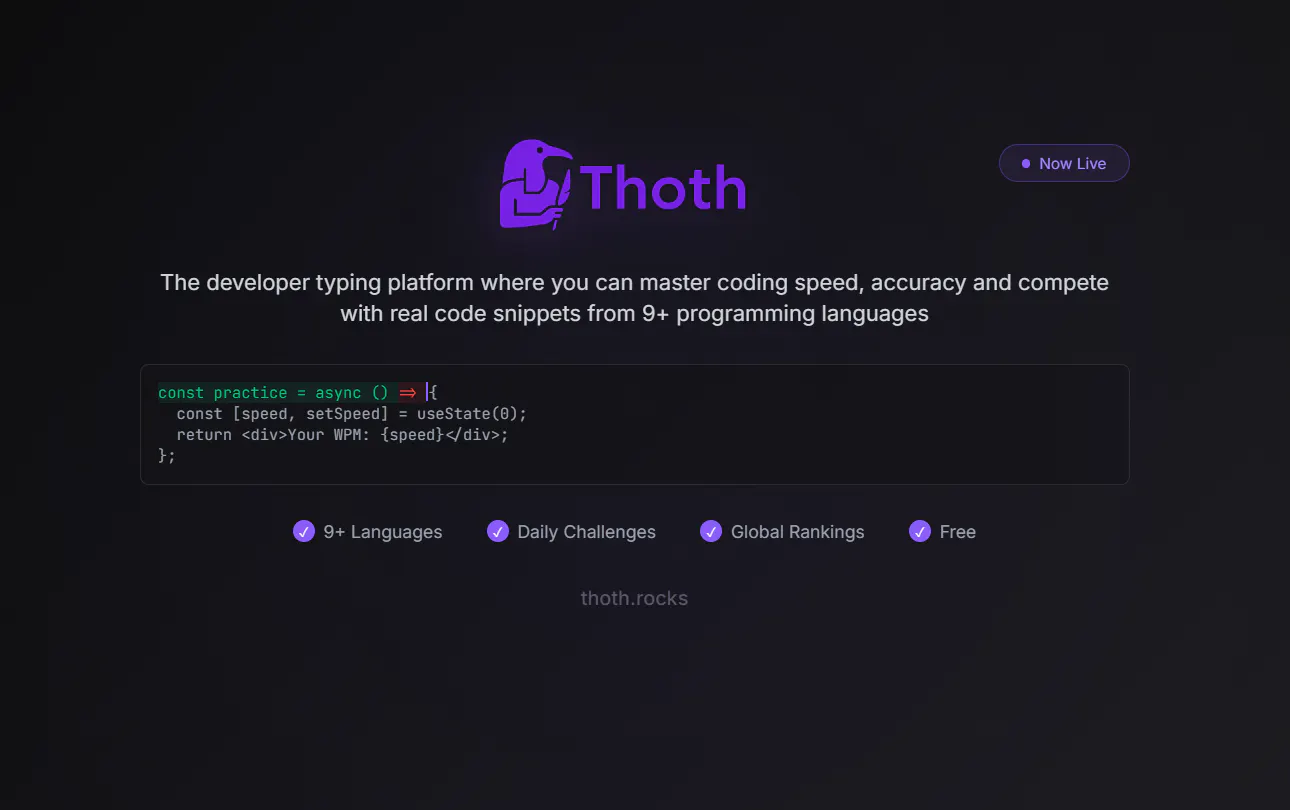 Thoth | The developer typing platform gallery image