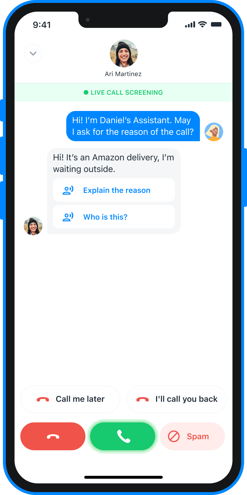 Asistente de TrueCaller - Celección de llamadas media 6
