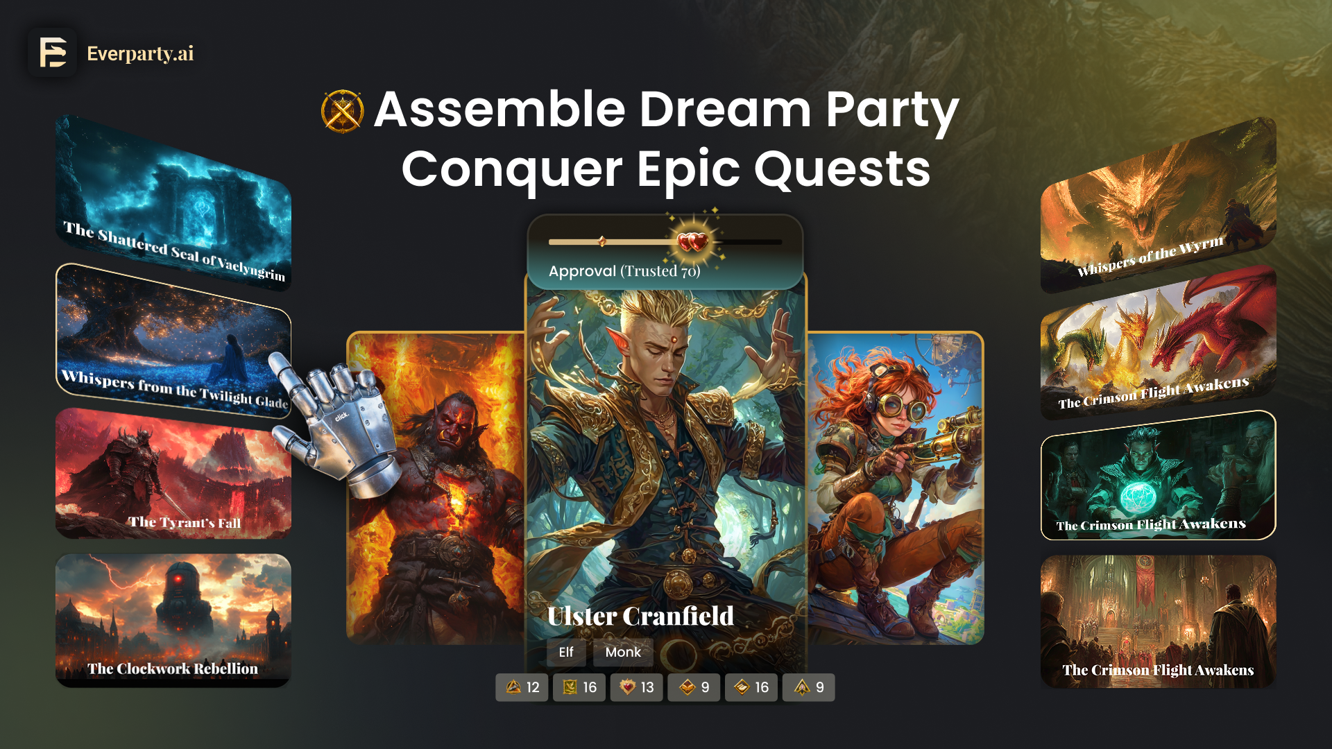 Média Everparty.ai - Recrutez vos héros d'IA dans une aventure de fantaisie sociale 1
