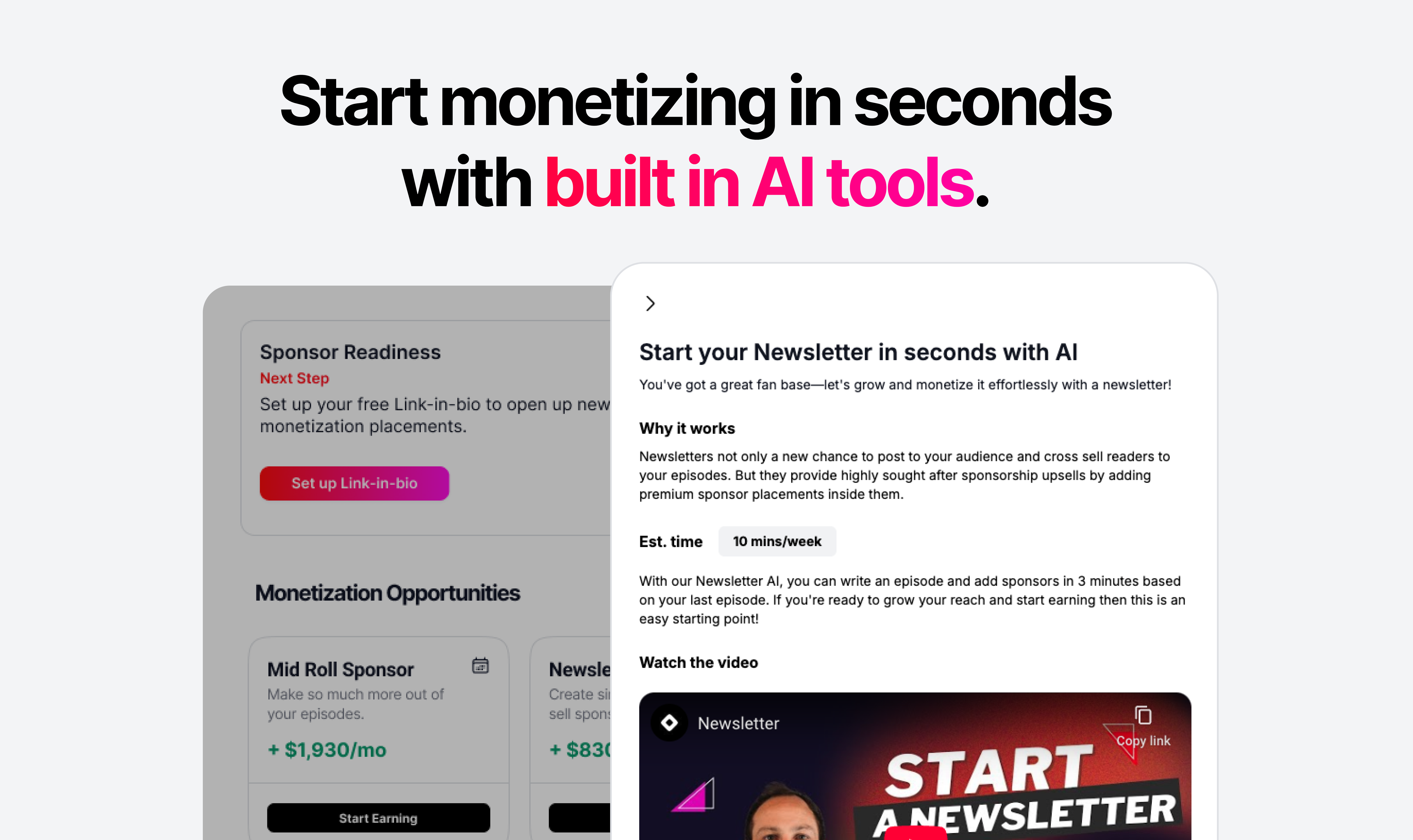 Média Gare - Assistant des revenus de créateur AI qui vous aide à trouver des sponsors 4