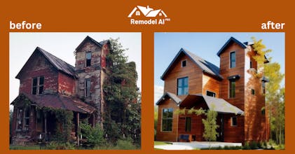 L&rsquo;interfaccia di Remodel AI mostra una serie di opzioni di progettazione di interni, tra cui mobili, colori e materiali per la ristrutturazione della casa.