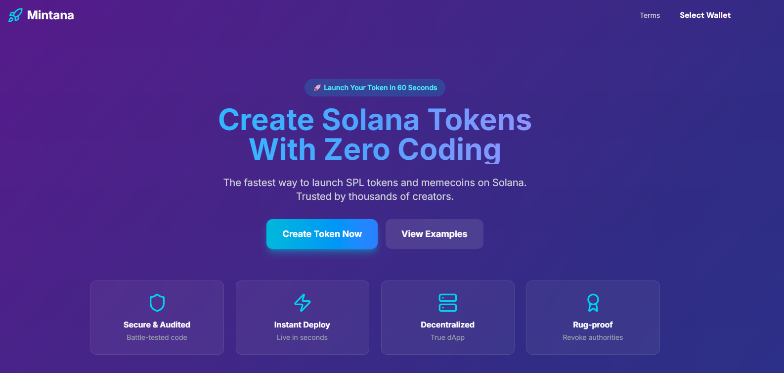 Mintana - Create your own Solana token gallery image
