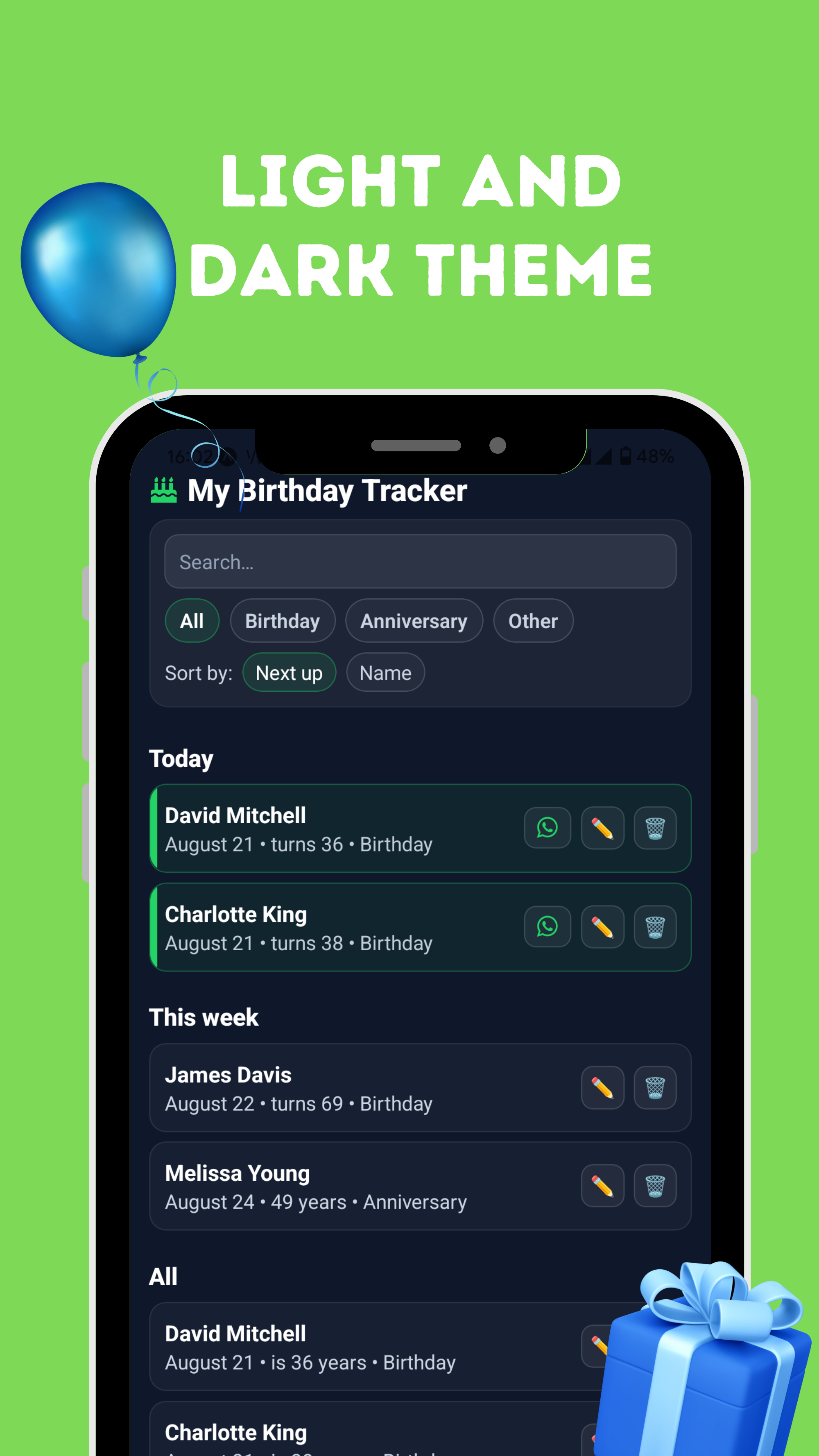 My Birthday Tracker - Screenshot 5 showing product features and functionality