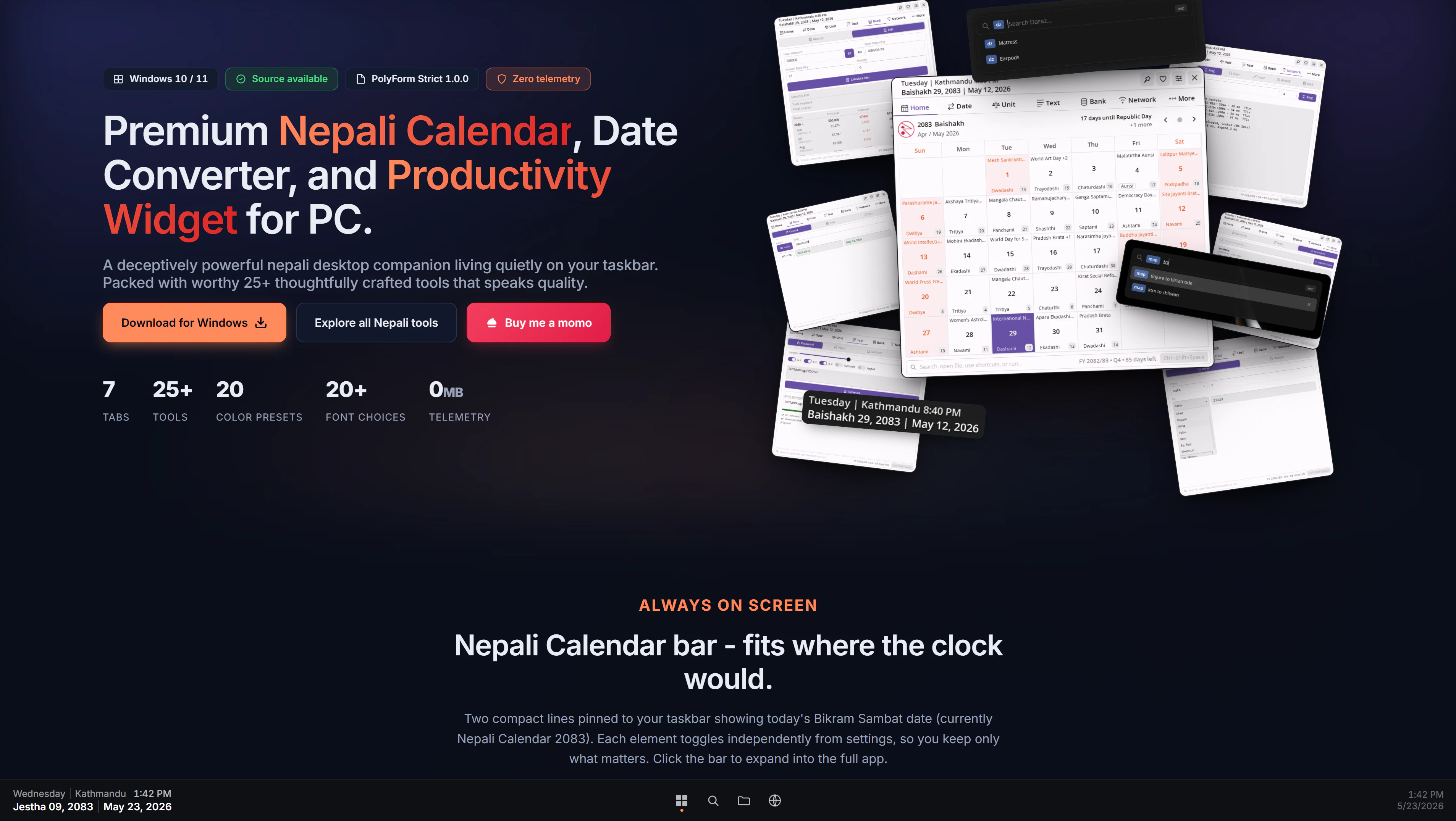 Nepali Calendar For PC - NepDate Widget screenshot 1