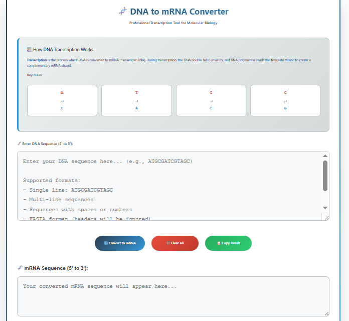 DNA to mRNA Converter gallery image